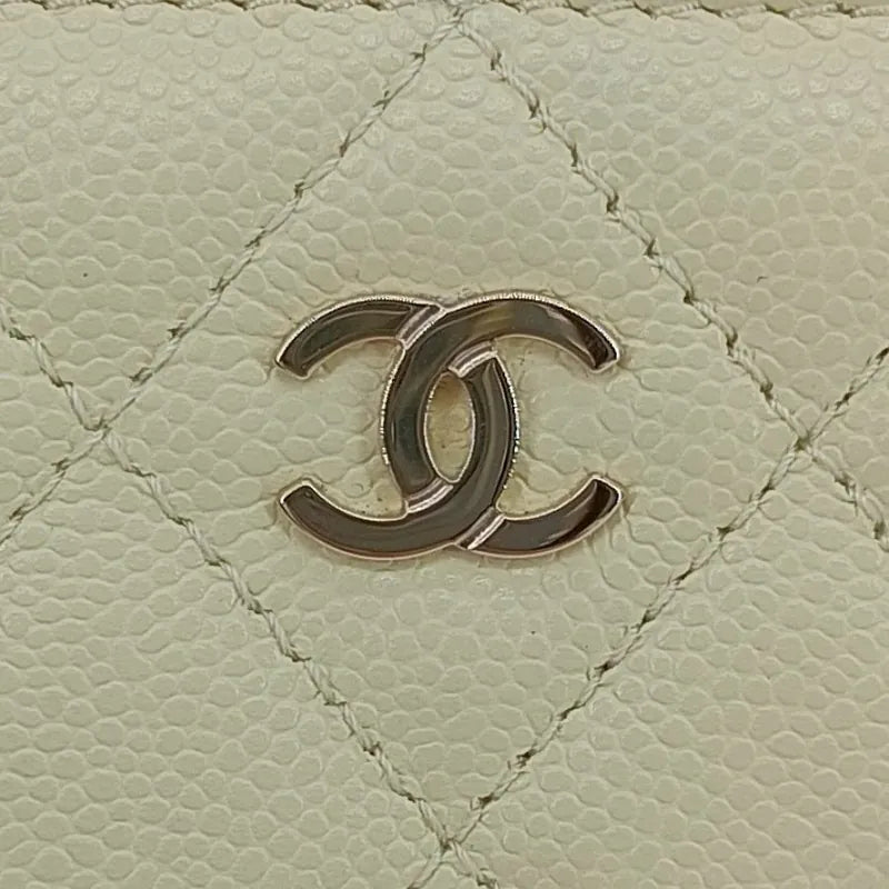 RA383 - CHANEL Yellow Caviar Leather Classic Zipped Coin Purse