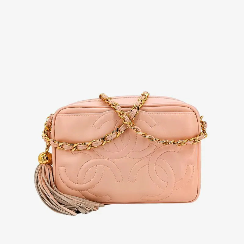 RB416 - CHANEL Vintage Pink Lambskin Triple CC Camera Bag