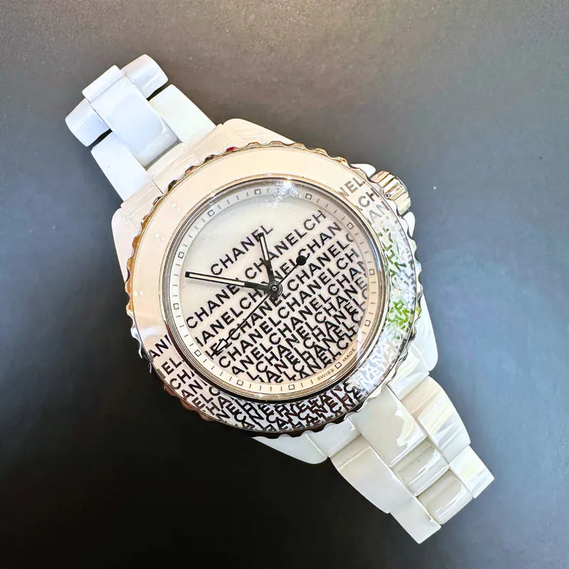 RB309 - CHANEL White Stainless Steel Ceramic J12 H7419 Quartz Women's Wristwatch - 34 mm
