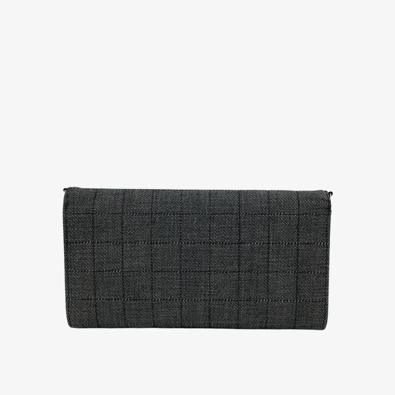 JU391 - CHANEL Vintage Black Denim Chocolate Bar Flap Bag