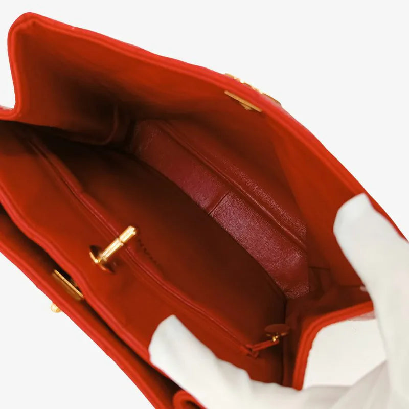 C476 - CHANEL Vintage Red Caviar Leather Double Side Shoulder Bag