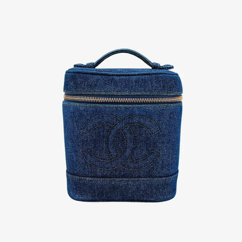 RA980 - CHANEL Vintage Blue Denim Cosmetic Bag