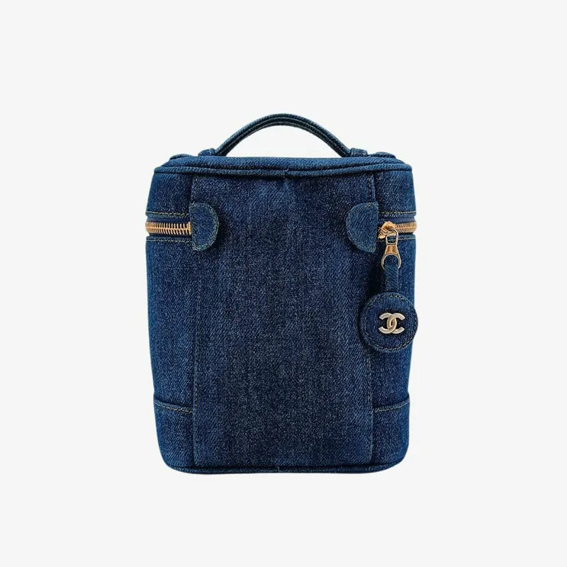 RA980 - CHANEL Vintage Blue Denim Cosmetic Bag
