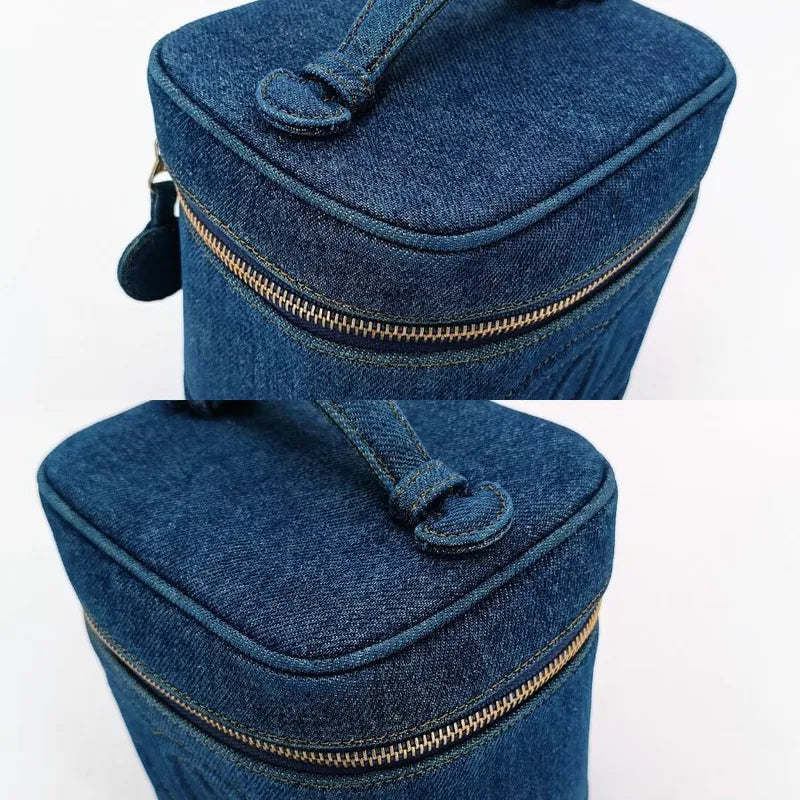 RA980 - CHANEL Vintage Blue Denim Cosmetic Bag