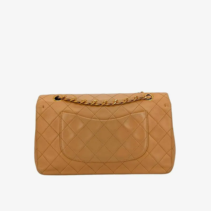 C469 - CHANEL Vintage Beige Lambskin 25cm Classic Flap Bag