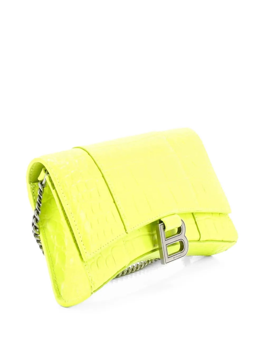 Hourglass Chain Wallet Crocodile Embossed Leather clutch bag