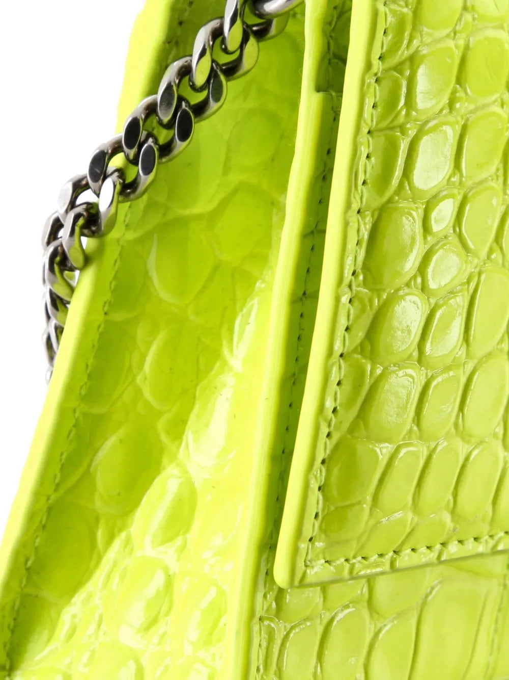 Hourglass Chain Wallet Crocodile Embossed Leather clutch bag