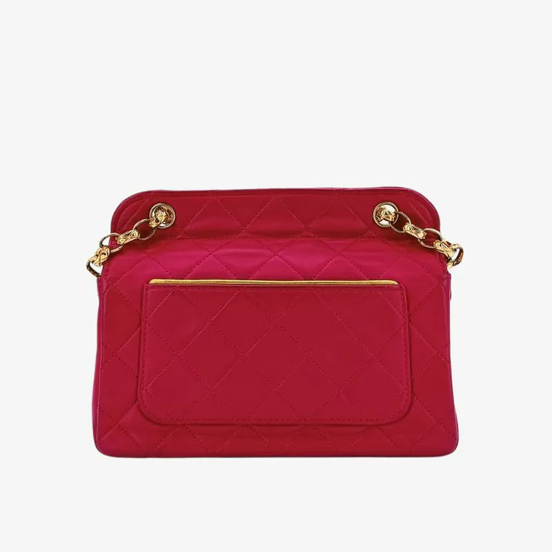 RA627 - CHANEL Vintage Pink Lambskin Gold Chain Flap Bag