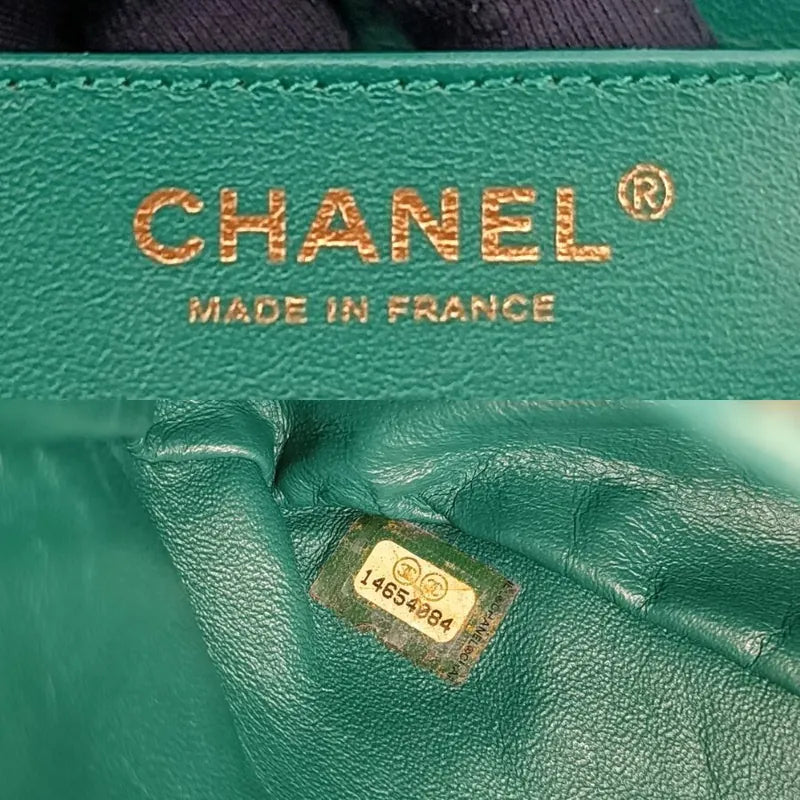 RA595 - CHANEL Vintage Green Lambskin Crystal Embellished Flap Bag