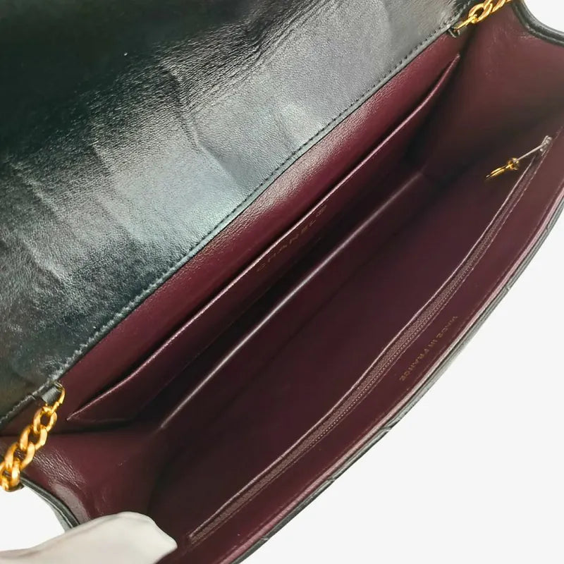 RA595 - CHANEL Vintage Green Lambskin Crystal Embellished Flap Bag
