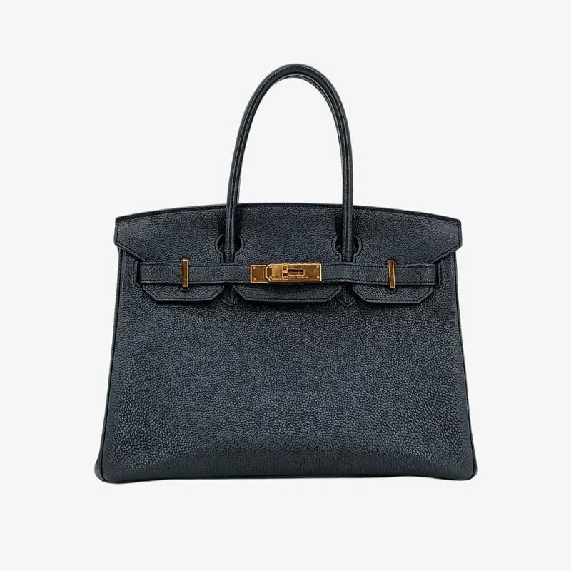 RA075 - HERMES Birkin 30 Black Taurillon Clemence Leather Handbag