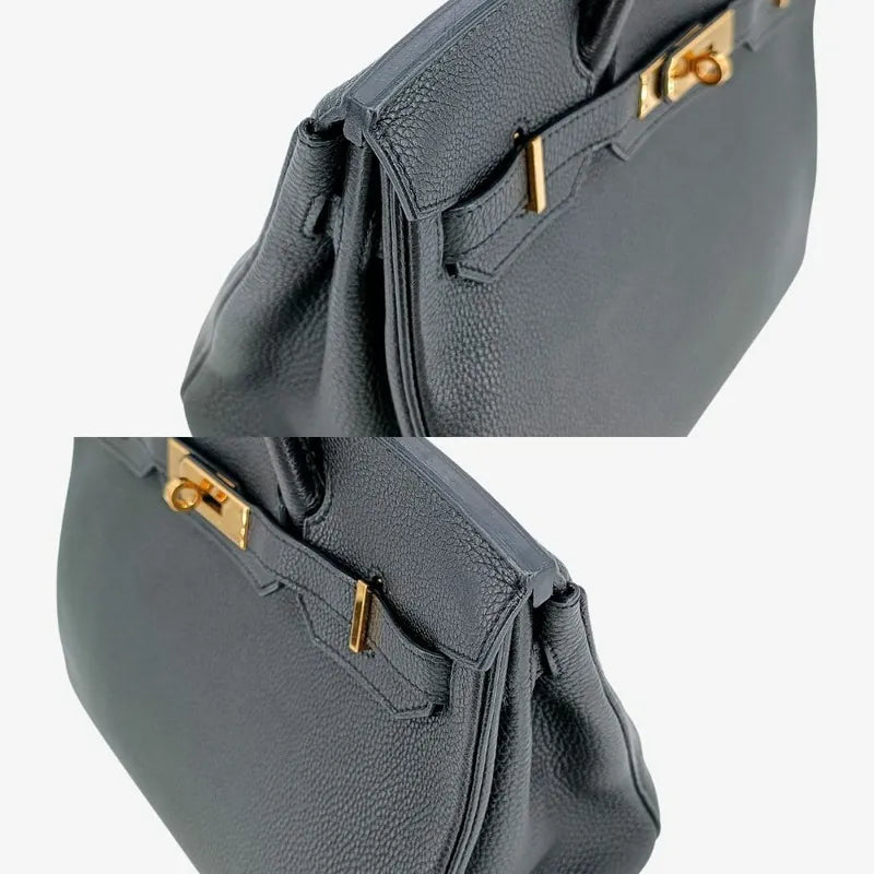 RA075 - HERMES Birkin 30 Black Taurillon Clemence Leather Handbag