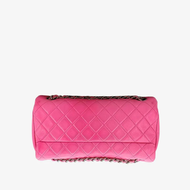 RA420 - CHANEL Pink Lambskin Upside Down Flap Bag