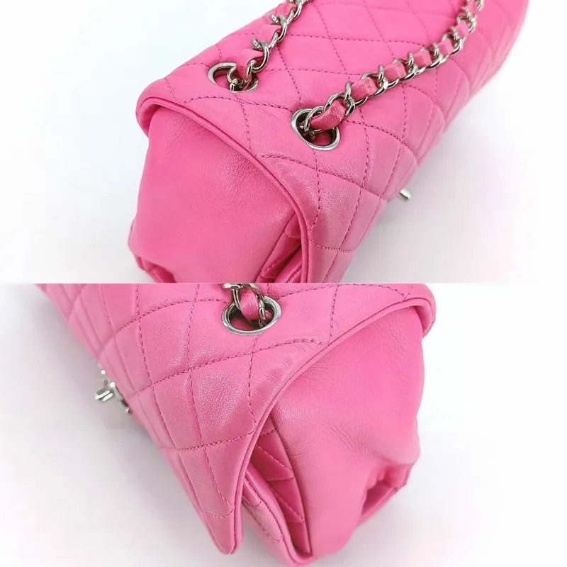 RA420 - CHANEL Pink Lambskin Upside Down Flap Bag