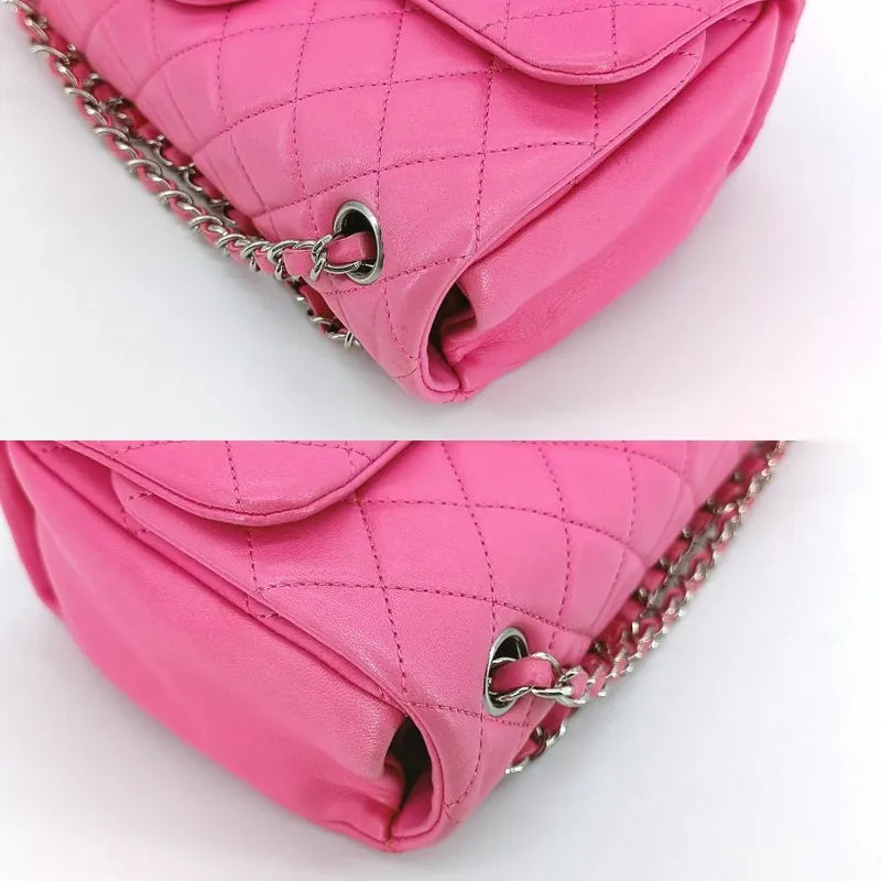 RA420 - CHANEL Pink Lambskin Upside Down Flap Bag