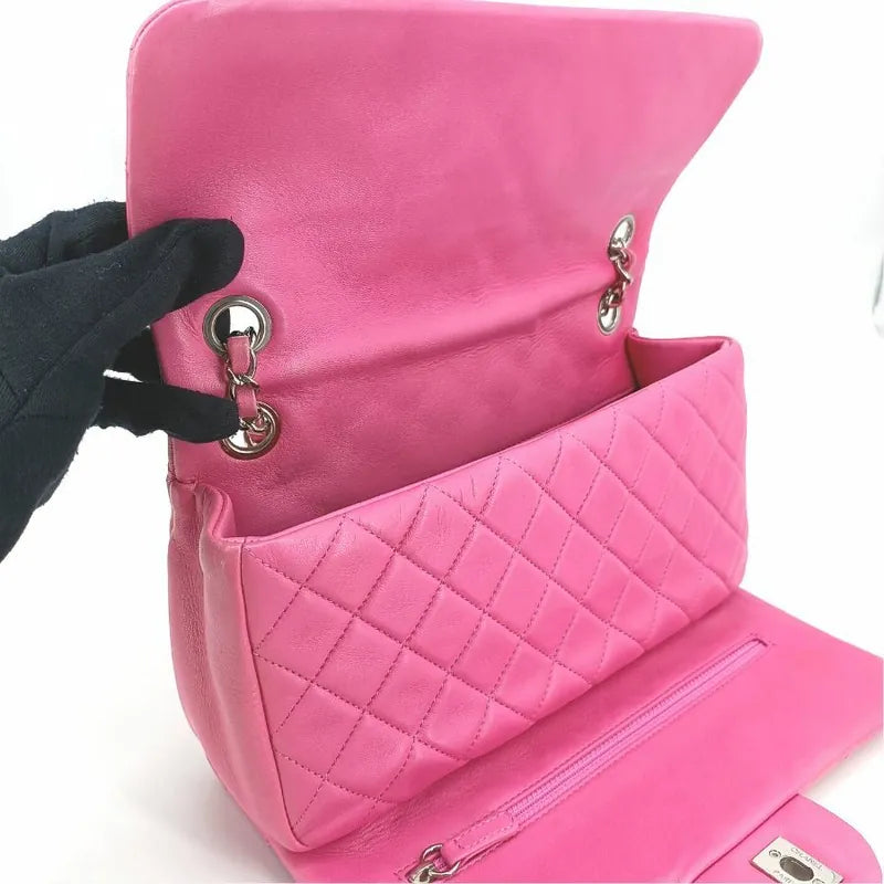 RA420 - CHANEL Pink Lambskin Upside Down Flap Bag