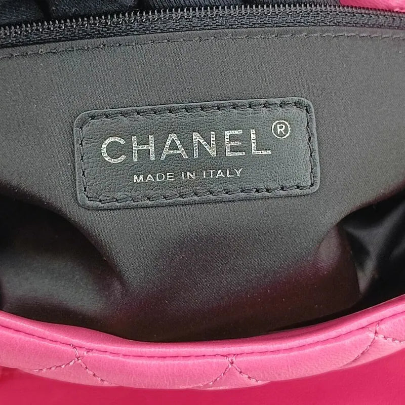 RA420 - CHANEL Pink Lambskin Upside Down Flap Bag