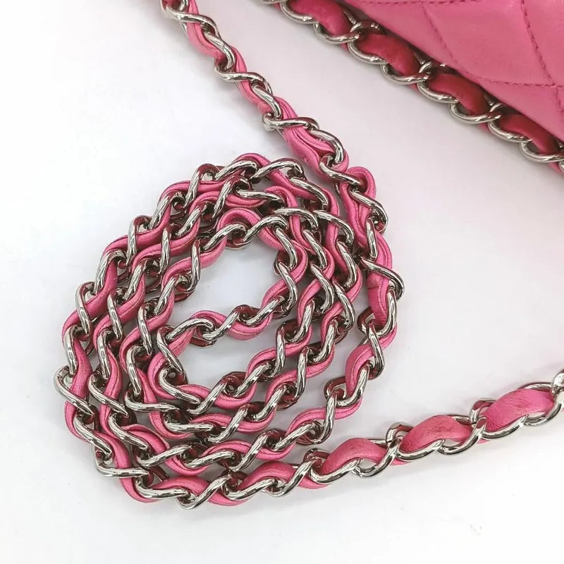 RA420 - CHANEL Pink Lambskin Upside Down Flap Bag