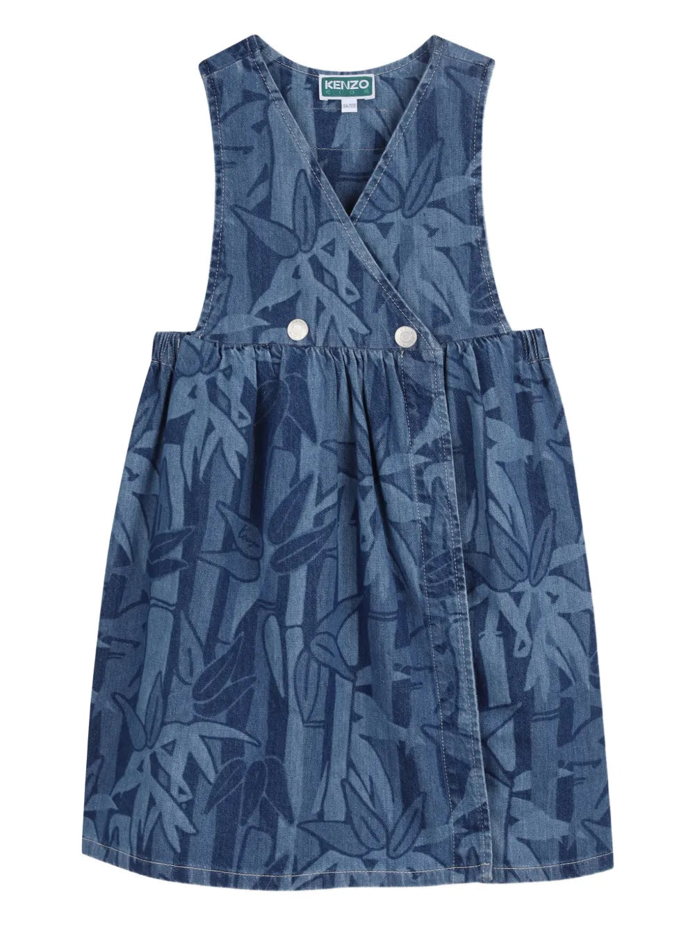 foliage-print denim dress