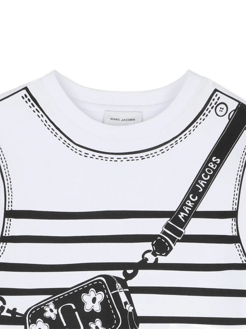 striped-pattern bag-print dress