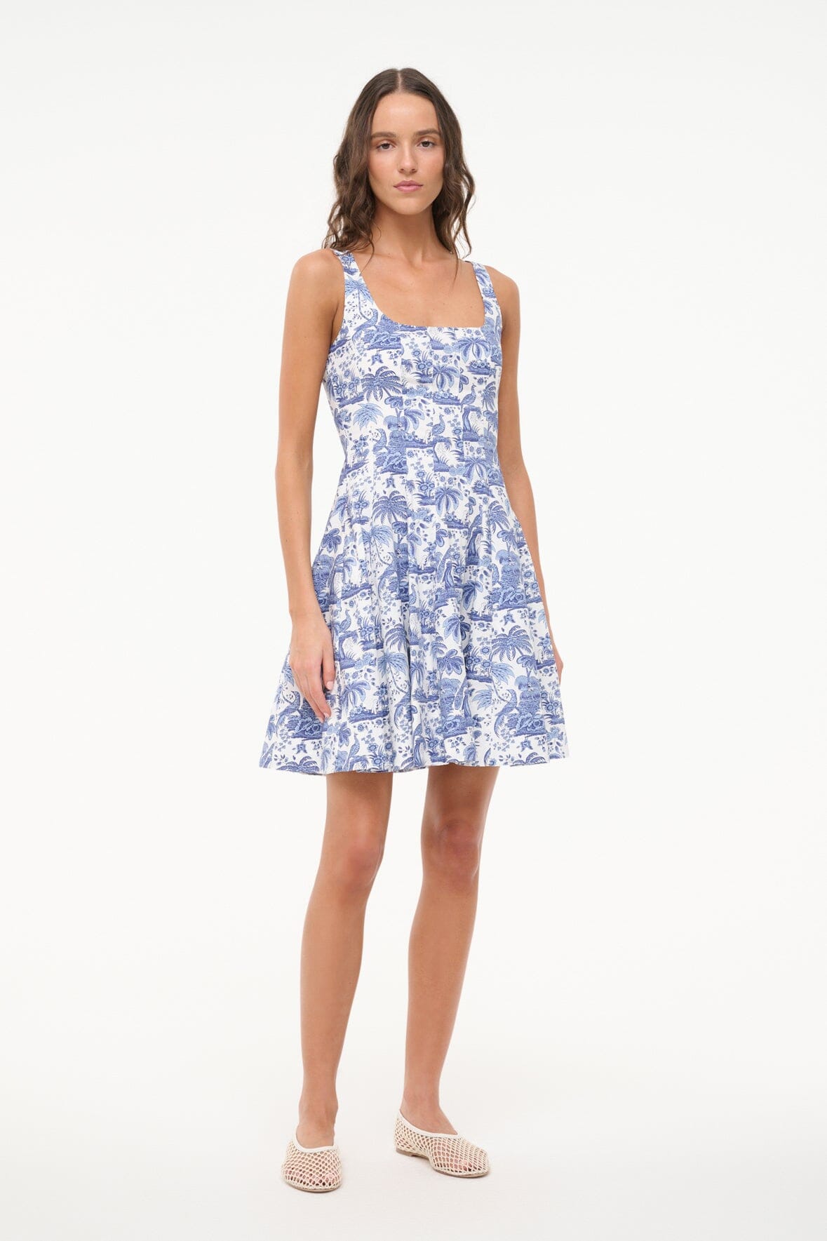 MINI WELLS DRESS BLUE TOILE
