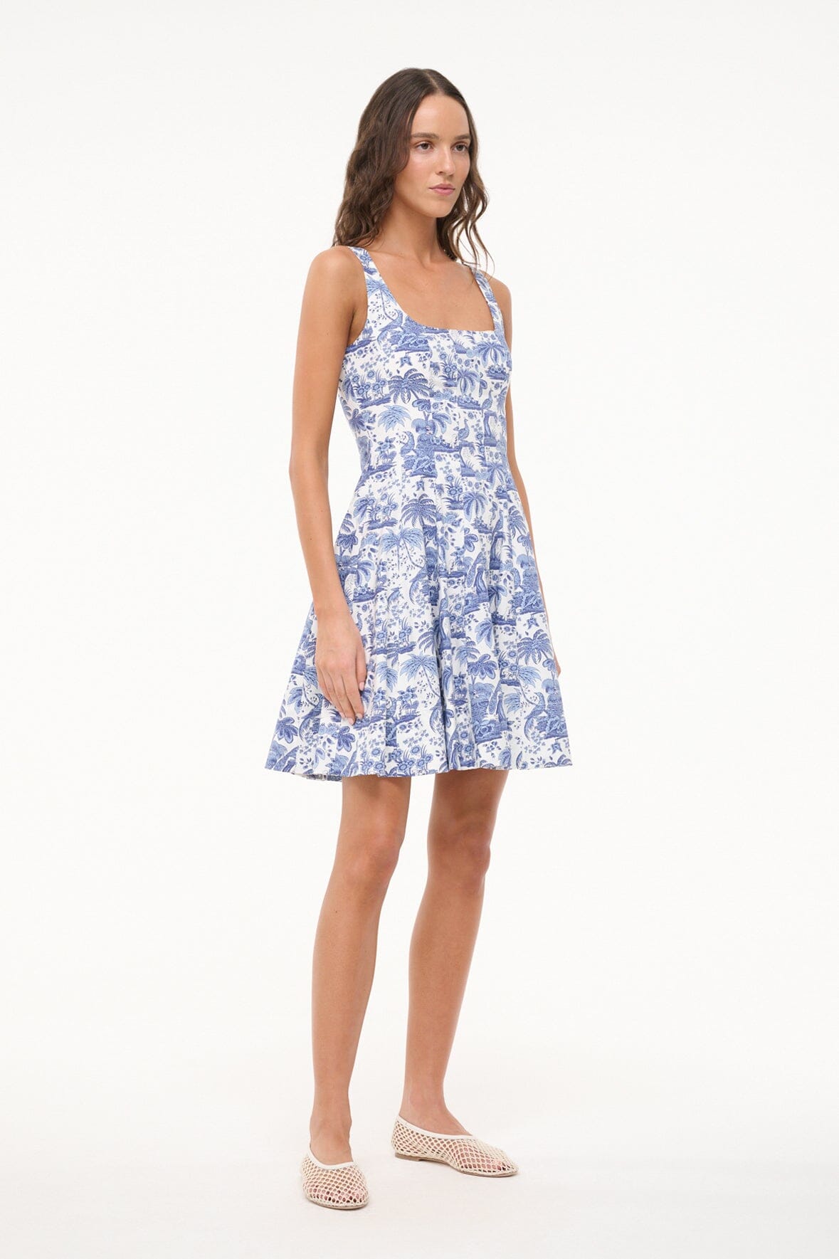 MINI WELLS DRESS BLUE TOILE