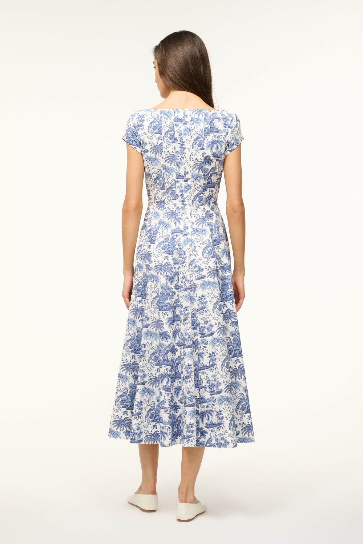 SHORT SLEEVE WELLS DRESS BLUE TOILE