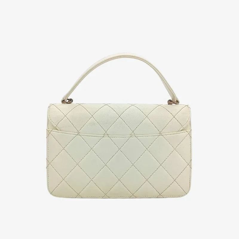 RA435 - CHANEL Beige Sheepskin Quilted Beauty Lock Mini Flap Bag
