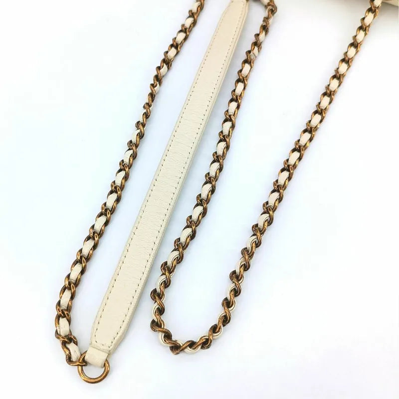 RA435 - CHANEL Beige Sheepskin Quilted Beauty Lock Mini Flap Bag