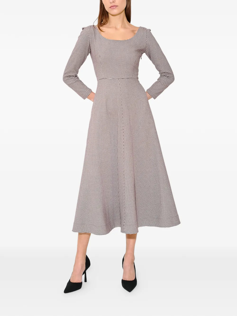  Jackie Oh houndstooth-pattern midi dress