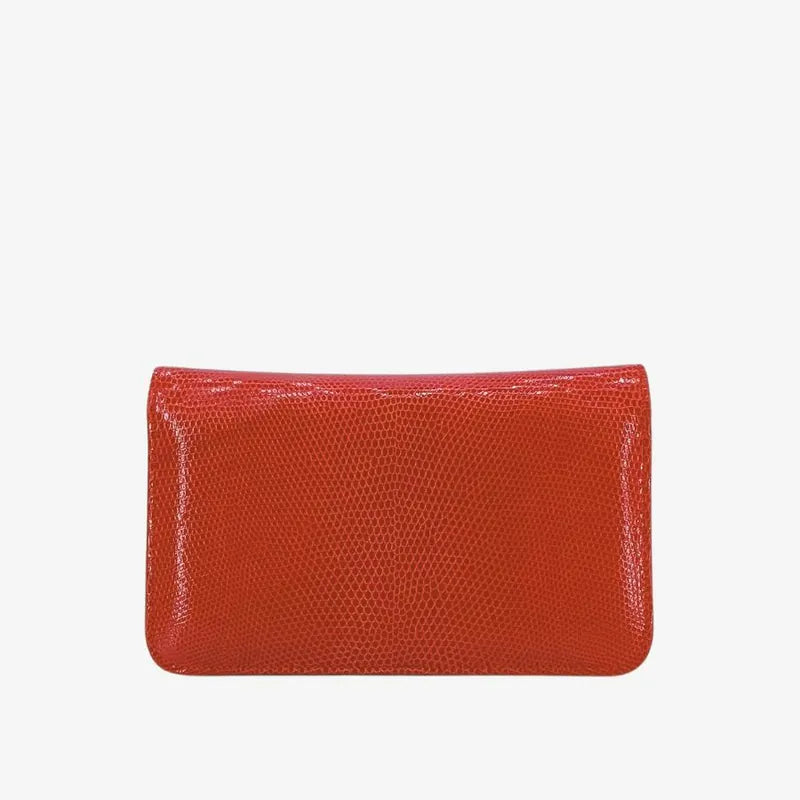 JT570 - CHANEL Vintage Red Lizardskin Full Flap Bag