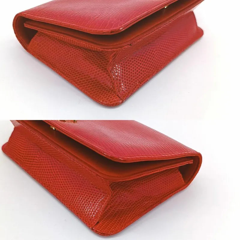 JT570 - CHANEL Vintage Red Lizardskin Full Flap Bag