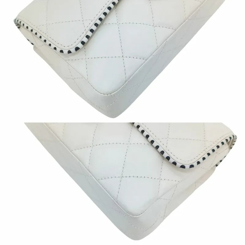 RA166 - CHANEL Vintage White Lambskin 25cm Flap Bag