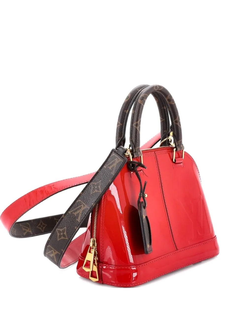 Alma Handbag Vernis with Monogram Canvas BB satchel