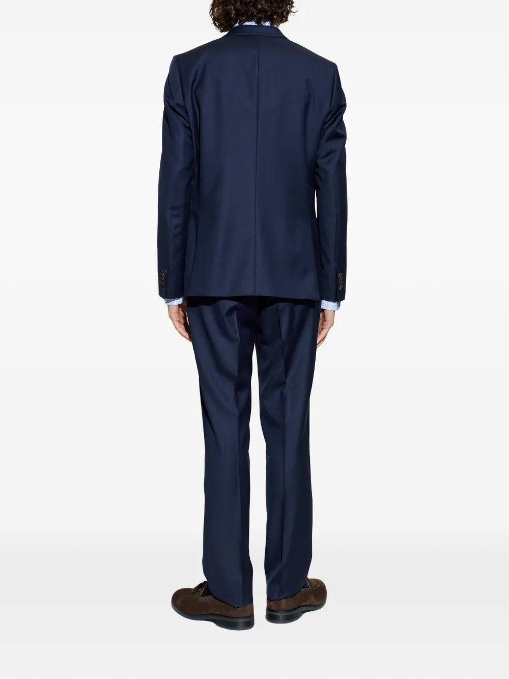 buttoned blue suit