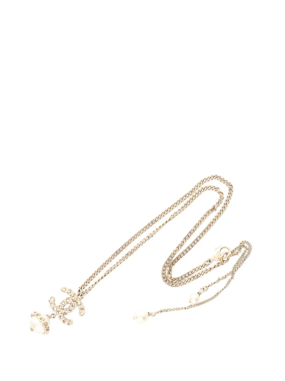 2016 Gold Plated Faux Pearl CC Pendant Necklace costume necklace