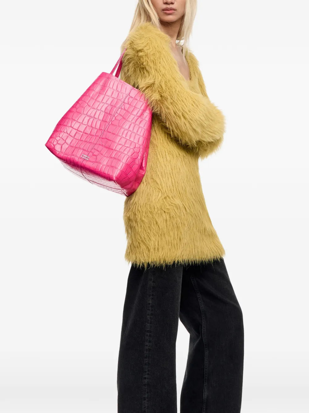 large leather-embossed tote bag