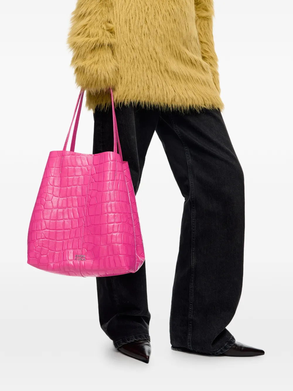 large leather-embossed tote bag