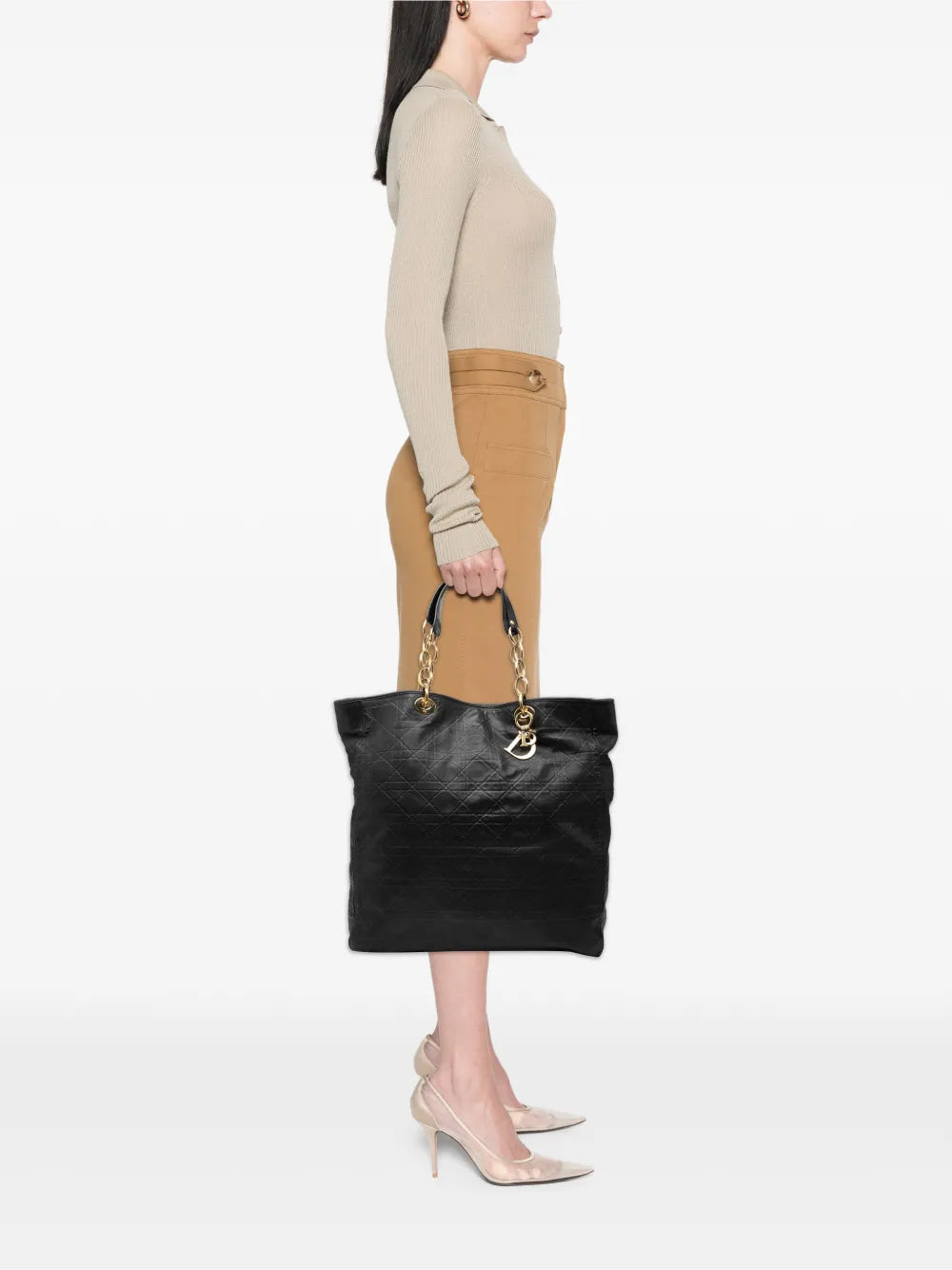 2007 Large Lambskin Cannage Lady Dior Soft Shopping tote bag
