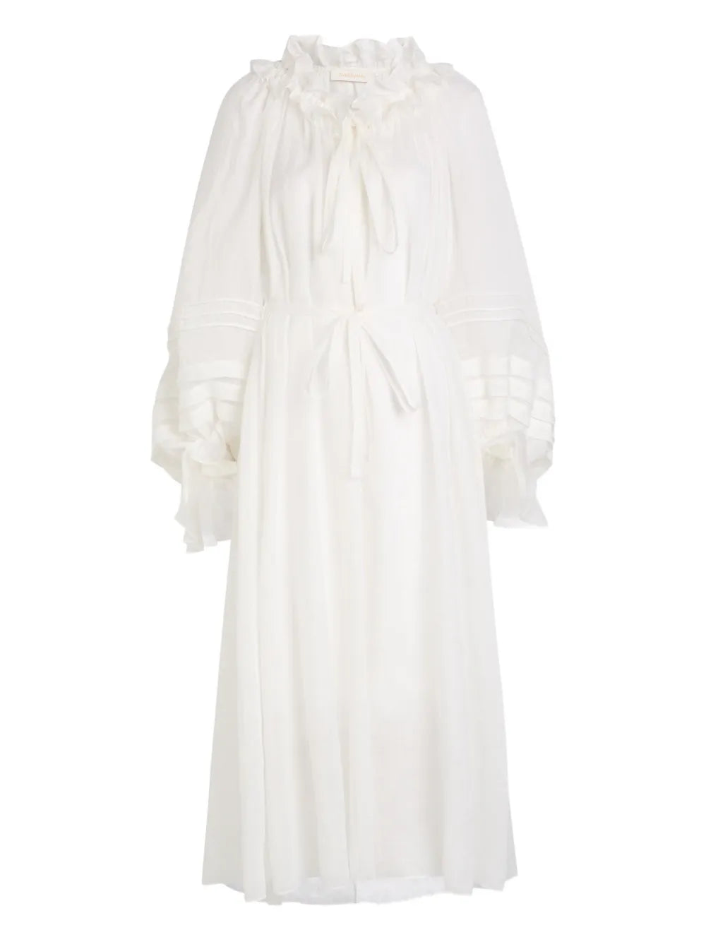 ruffled tie midi dress