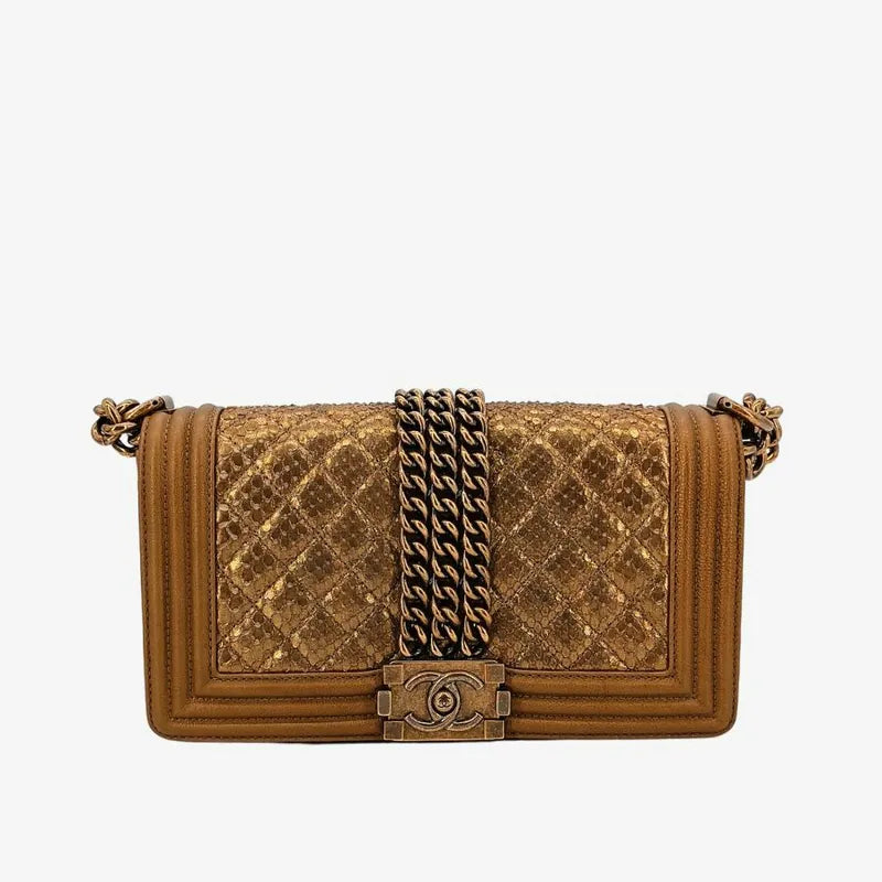 C345 - CHANEL Boy Gold Calfskin 25cm Flap Bag
