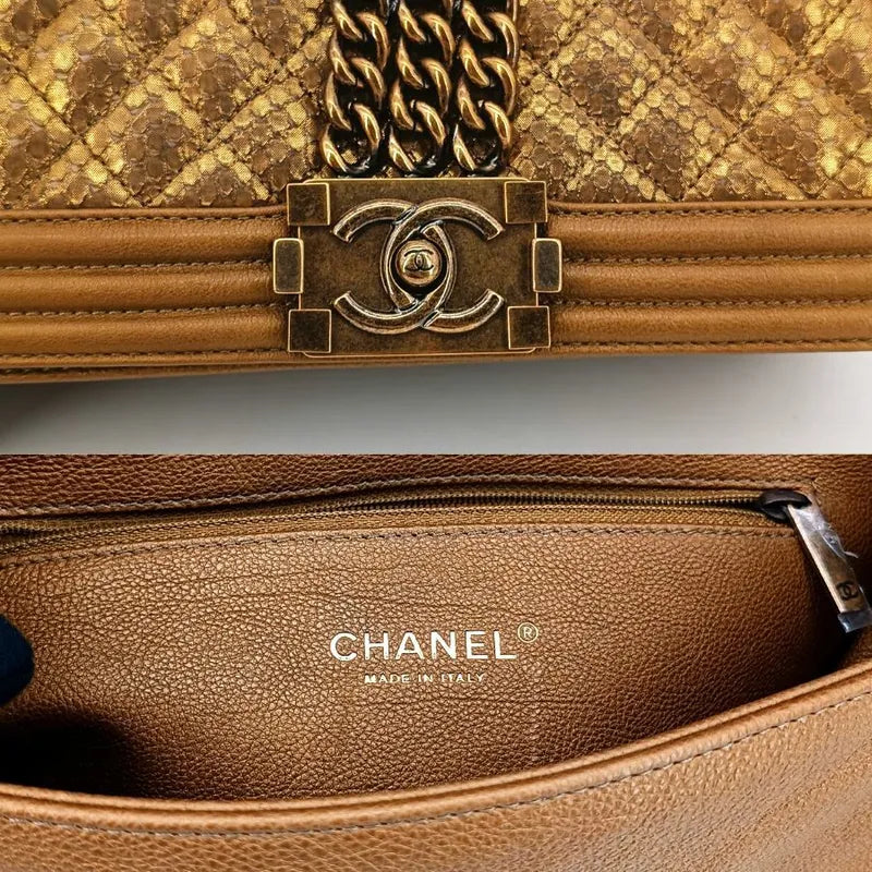 C345 - CHANEL Boy Gold Calfskin 25cm Flap Bag