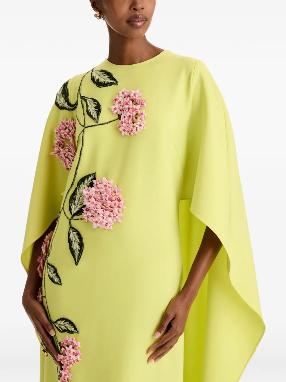 porcelain flower-embroidered maxi dress