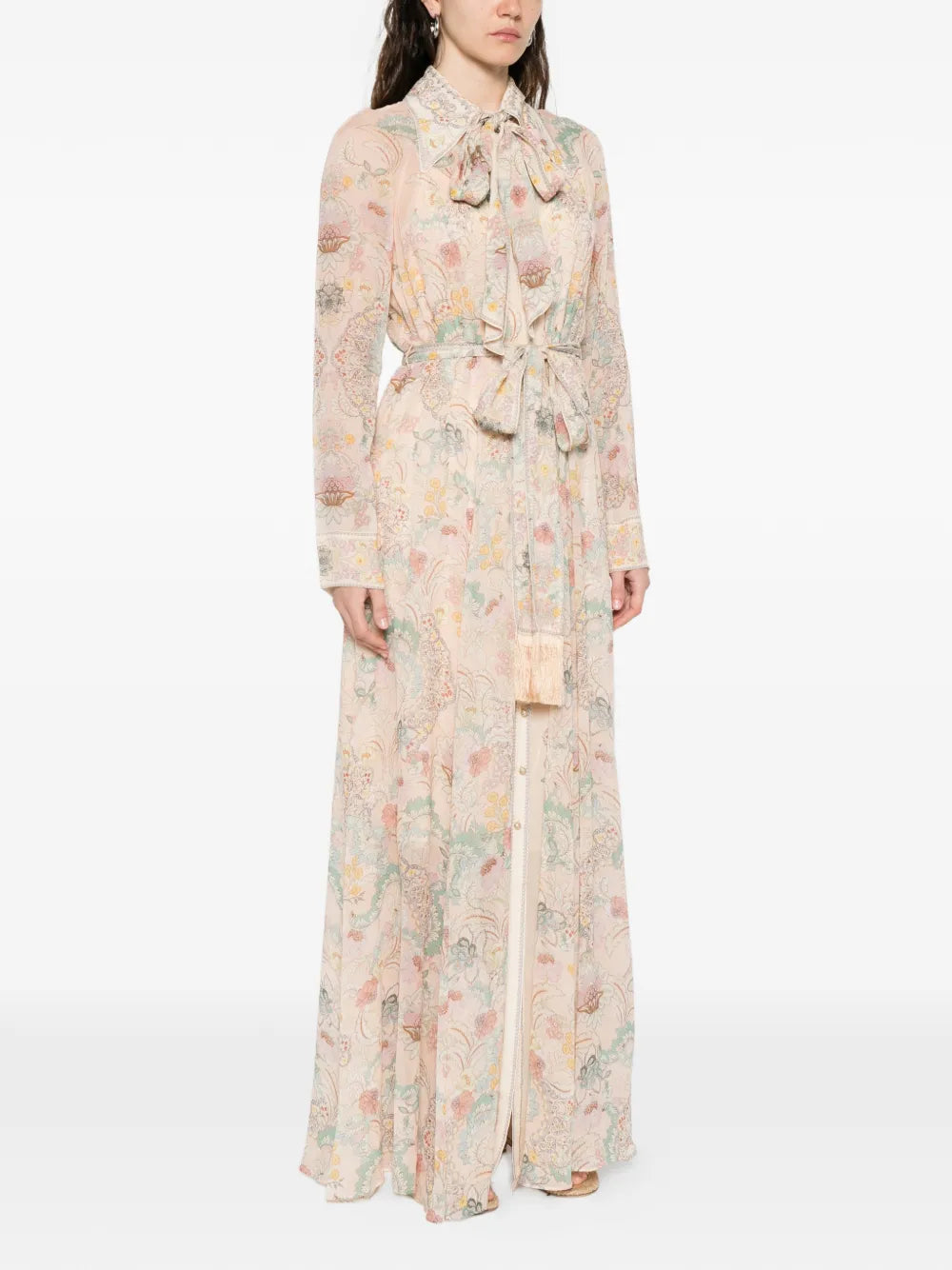 floral-print tie-neck maxi dress