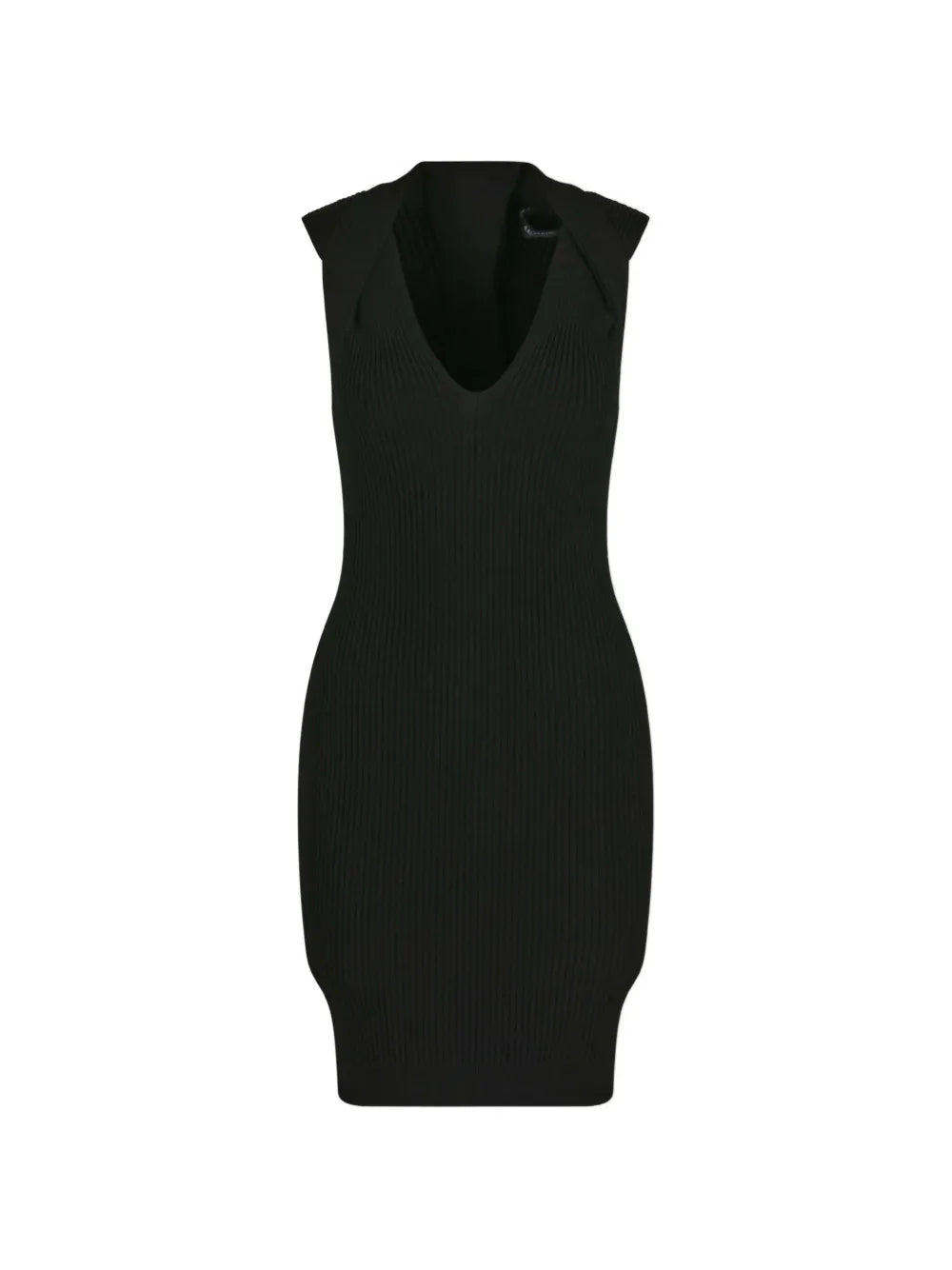 V-neck ribbed mini dress