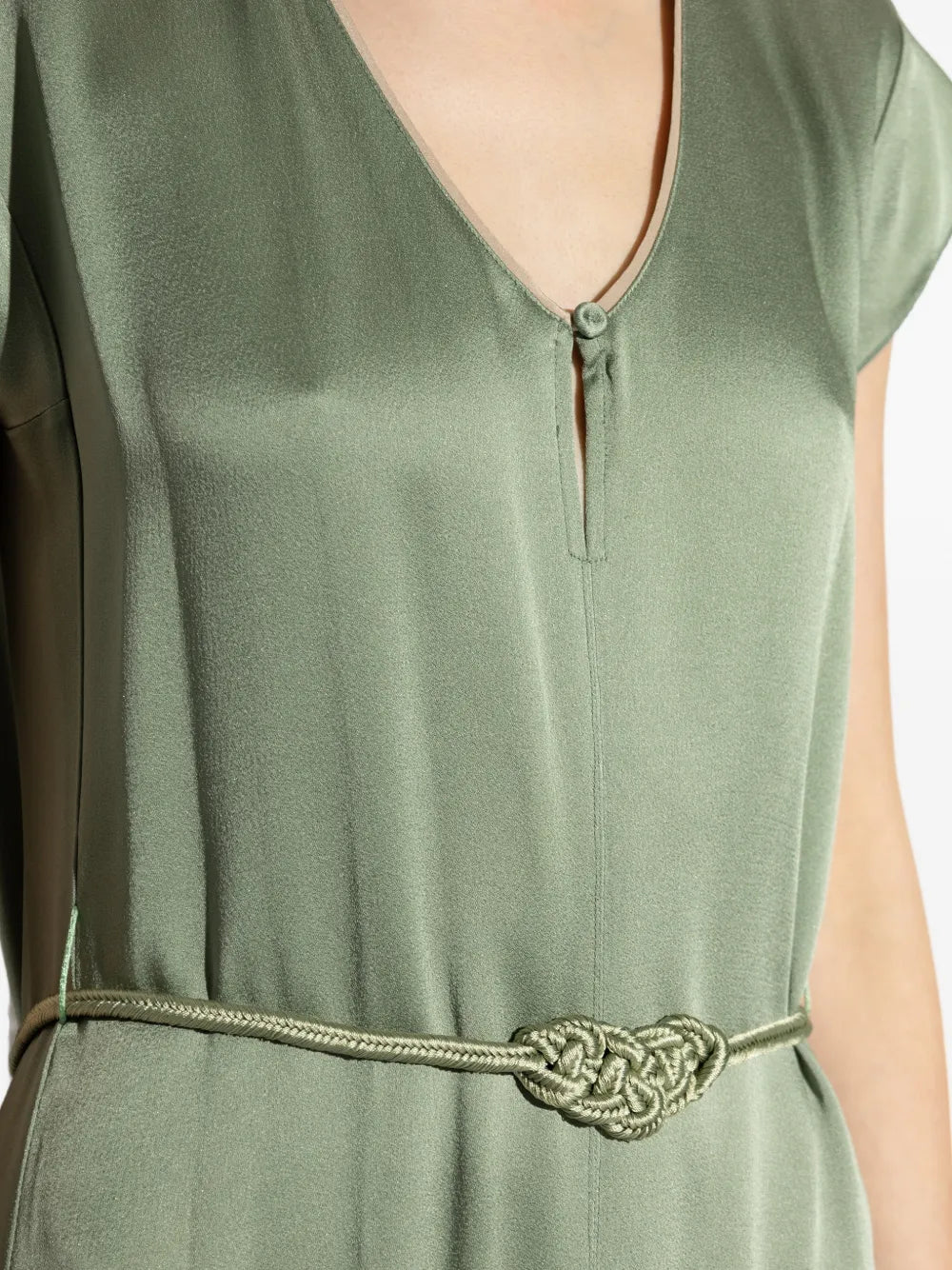 V-neck belted dress