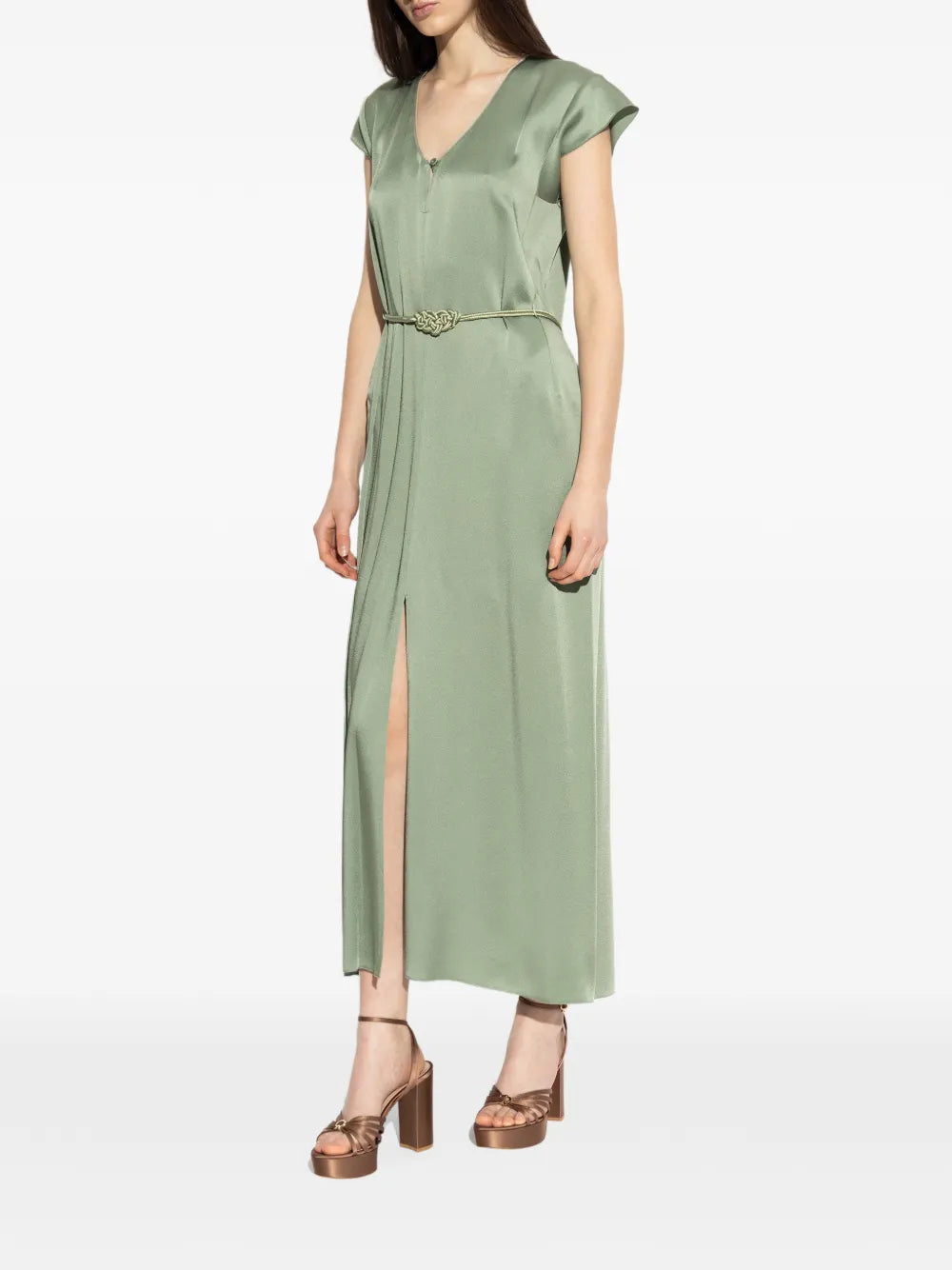 V-neck belted dress