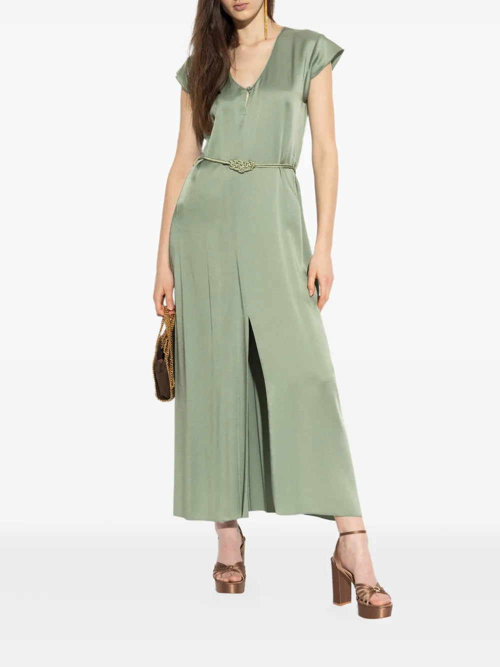 V-neck belted dress
