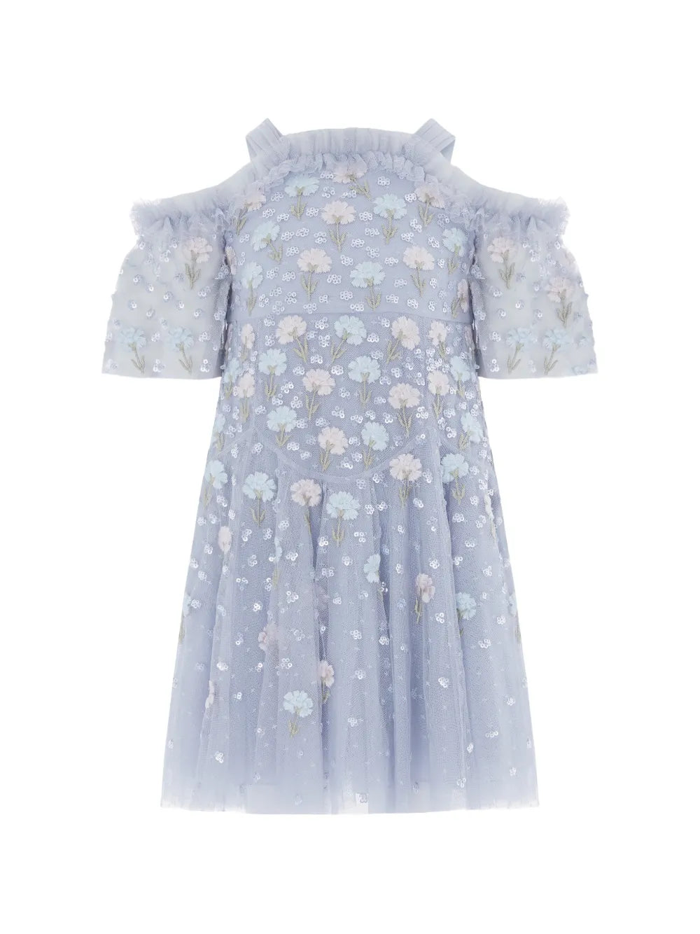 floral embellished cold-shoulders party dress