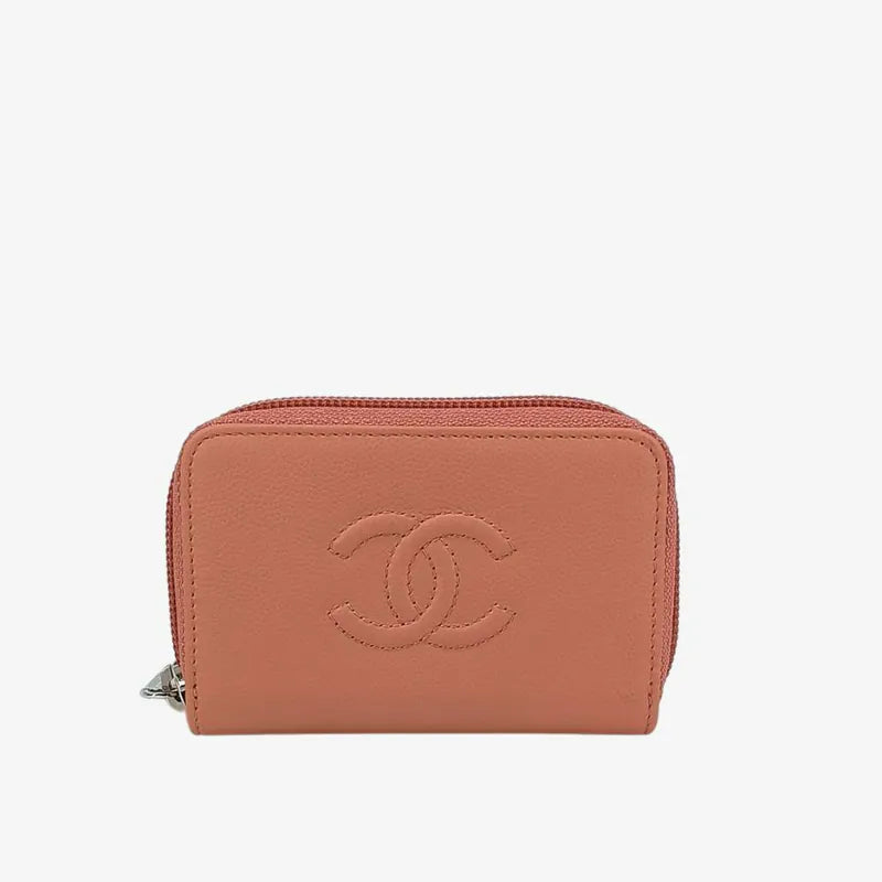 JS956 - CHANEL Pink Caviar Leather Zipped Coin Purse